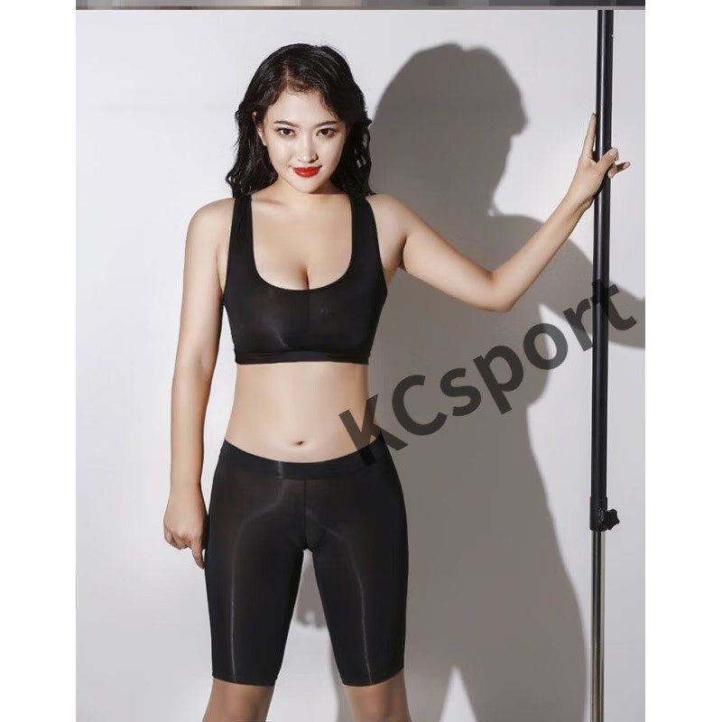 铭汇通瑜伽蜜桃臀显沟鲍鱼线紧身裤透明鲍鱼裤女紧身裤套装丝滑 均码 H12-S-黑色