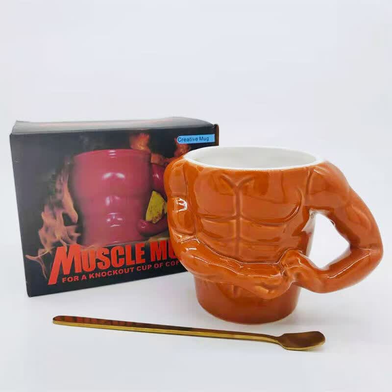 盛芯华【轻奢】网红抖音创意猛男肌肉杯恶搞男友陶瓷礼品咖啡泡茶杯带勺 猛男肌肉杯(含彩盒勺子)