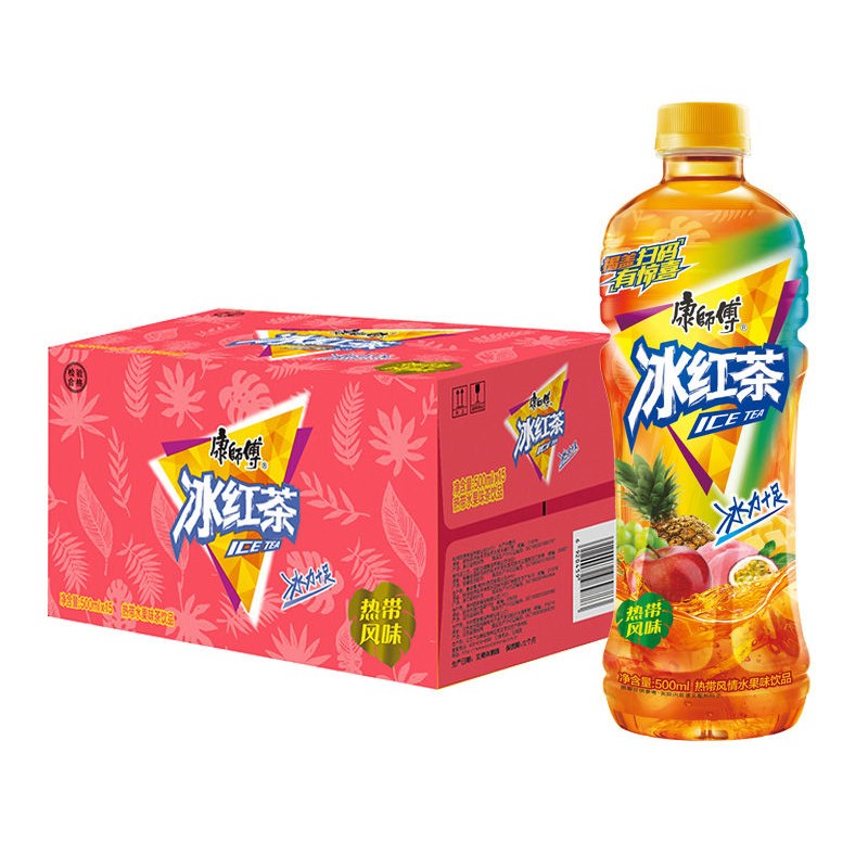 康师傅饮料热带冰红茶500ml*15瓶热带风味茶夏日饮品聚会畅饮饮料