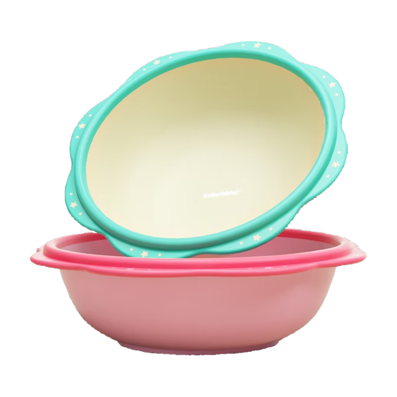 世紀(jì)寶貝(babyhood)嬰兒臉盆 加厚加深寶寶洗臉盆小臉盆 洗屁屁盆 新生兒童洗PP盆 【加厚】 淡粉+淡綠(2只裝)