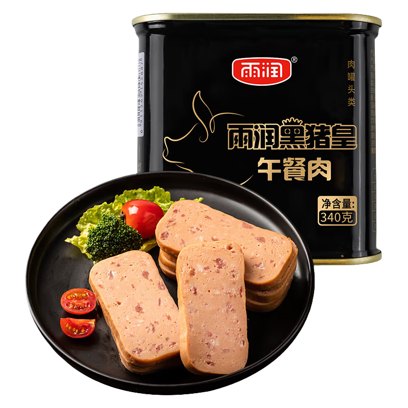 雨润黑猪王午餐肉198g 猪肉罐头早餐方便面伴侣独立罐装 【店长推荐】黑猪王午餐肉198g*1