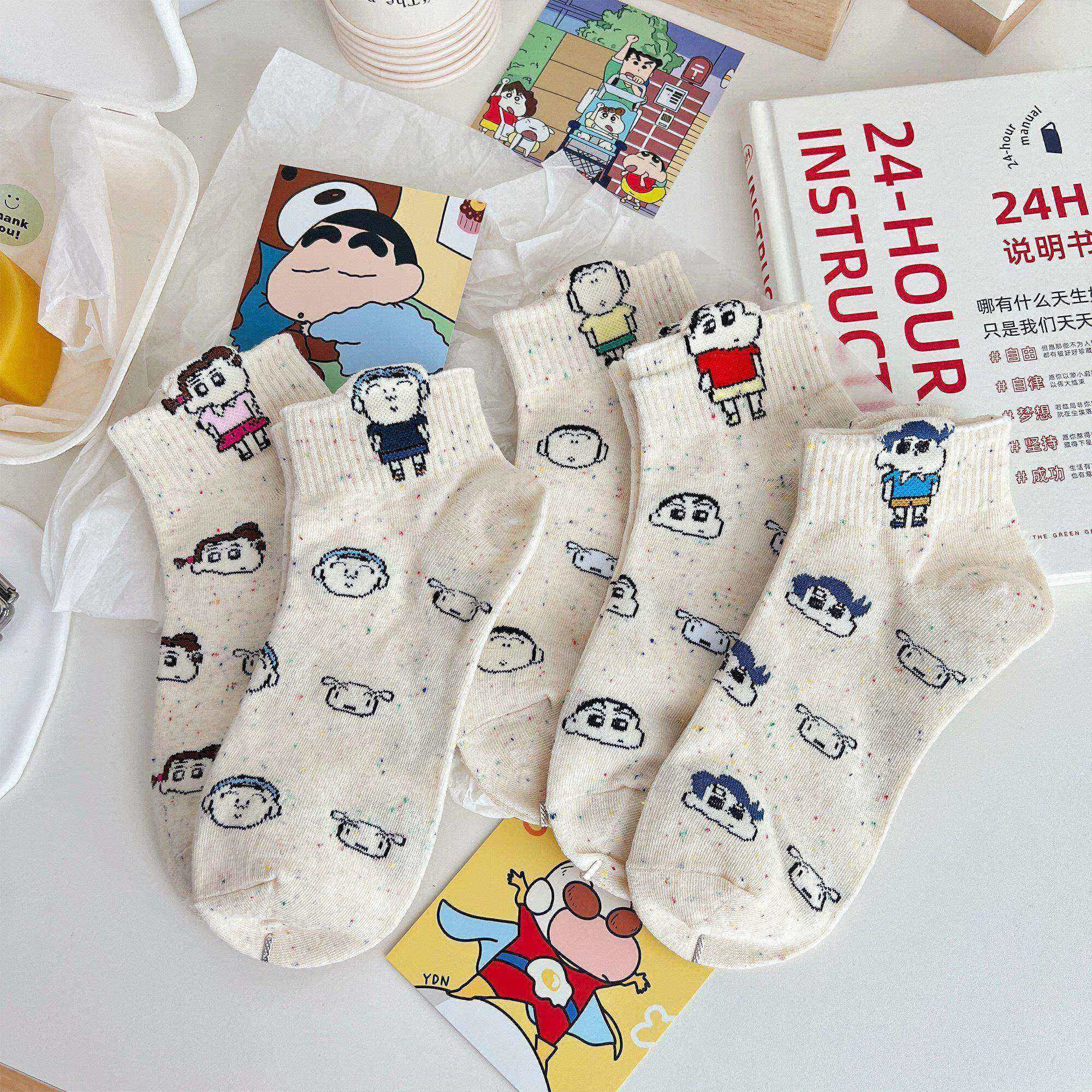 蓝琪爱女生袜子夏天可爱卡通袜子女棉短袜春夏薄款甜美日系学院风小新