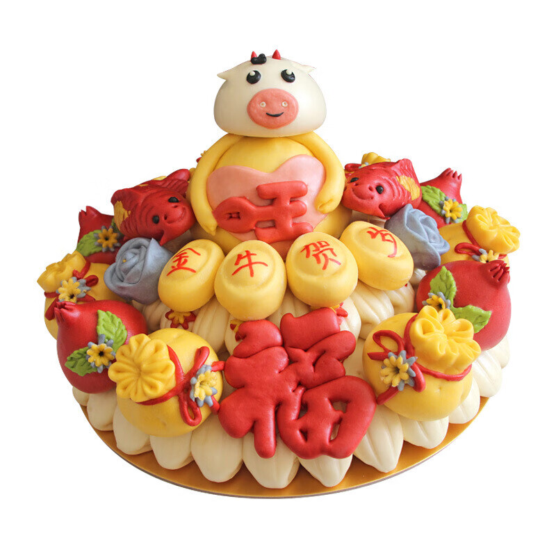 馒头胶东花饽饽花样面食手工上供馍馍糕点过年年货礼盒特 吉祥牛