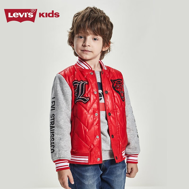 Levi's李维斯儿童棉服新款男童圆领拼接棉服男童冬季棉服男孩外套冬装 超级红 140/68(S)高性价比高么？