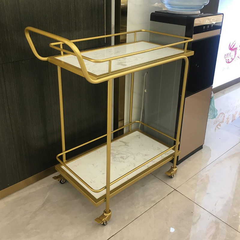 欧式酒店酒水手推车移动餐车商家用餐边柜茶水车餐厅小推车 白色层板