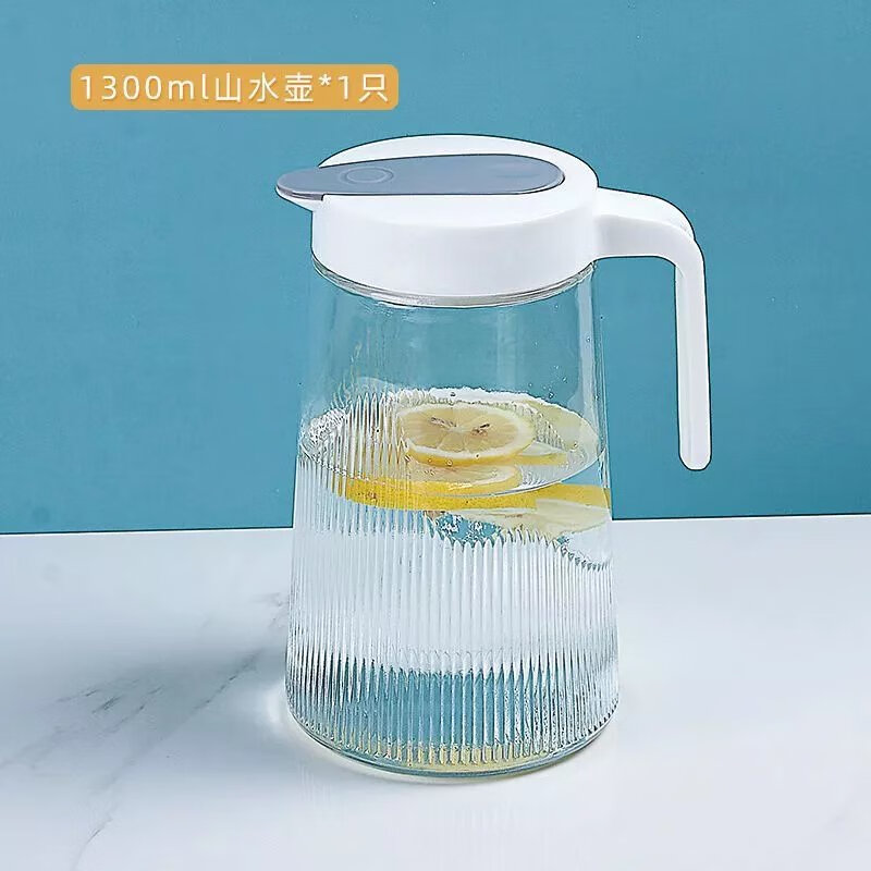 1.3L冷凉水壶家用玻璃大容量号杯子果汁泡茶壶杯具套装 单壶 1.3L