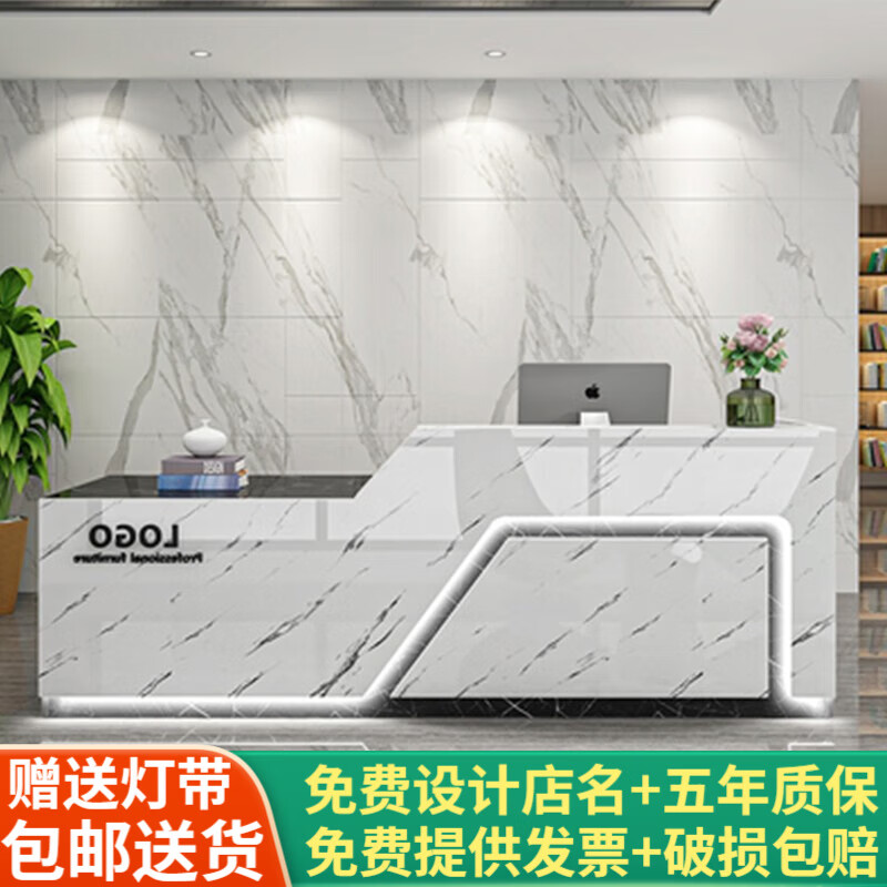 店铺小型水吧台收银台网红公司 黑色仿大理石 白色仿大理石 定制款式