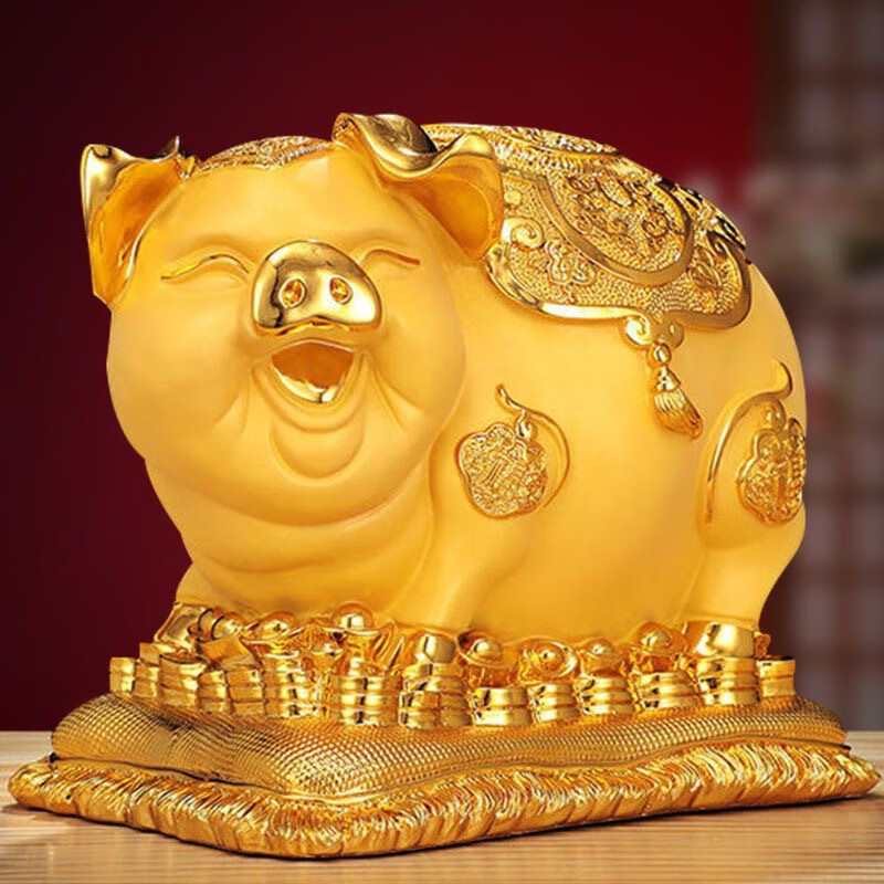 金猪存钱罐摆件招财大号儿童家用创意储蓄罐家居酒柜装饰生日礼物 大号金猪【只进不出】33*25*30cm