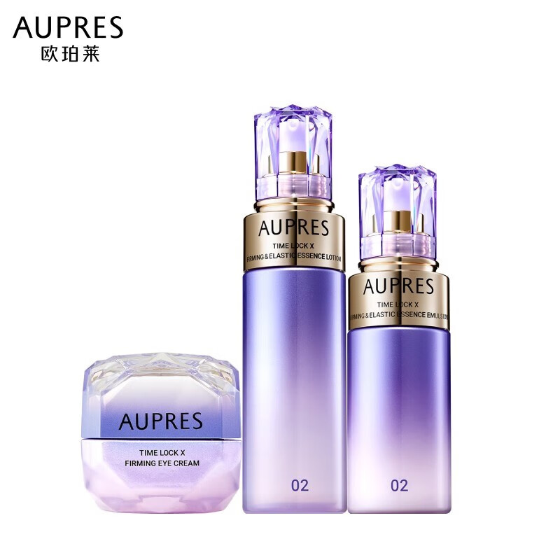 欧珀莱(AUPRES)中秋节礼物时光锁紧致弹润精华水乳眼霜套装 补水淡化细纹 滋润型水乳+眼霜25g 3件套