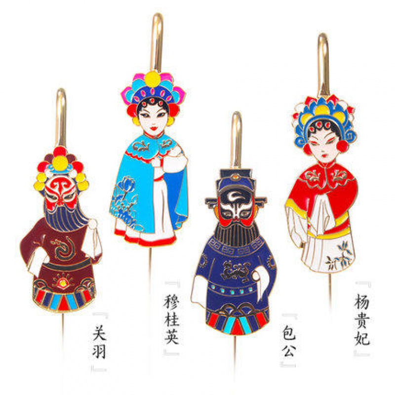中国风特色景泰蓝掐丝点蓝金属书签 传统文化创意产品 戏曲艺术 送