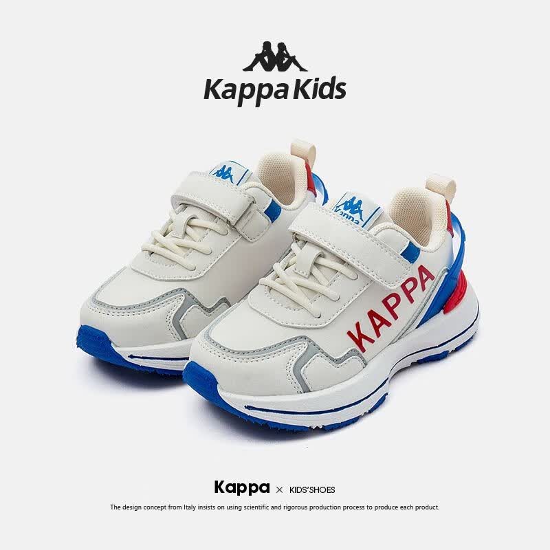 Kappa Kids卡帕儿童亲子运动鞋女童2023秋季新款男童老爹鞋魔术贴透气跑鞋 米/蓝|亲子单鞋|男女同款 32码 内长20.3cm适合脚长19.3cm怎么样,好用不?