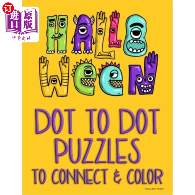 海外直订halloween dot to dot puzzles to connect & color: fun