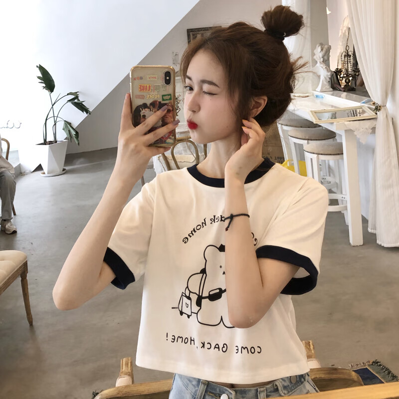 爱麦依高中生半袖半截袖初中女生棉t恤短袖夏天穿的t恤少女夏装高中