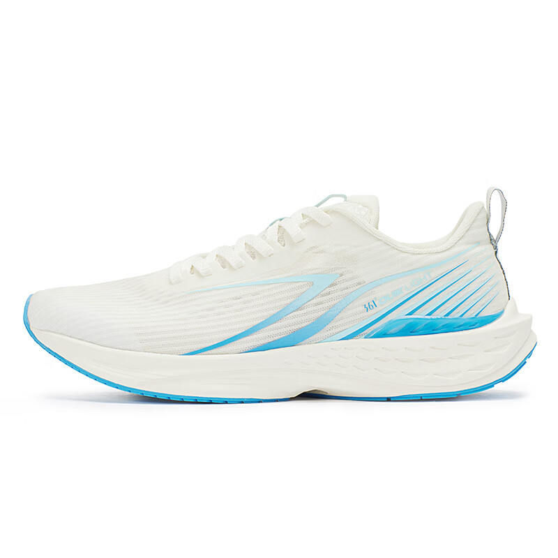 361°男鞋跑步鞋春夏季新款361飞鱼3代网面透气轻便运动鞋 羽毛白