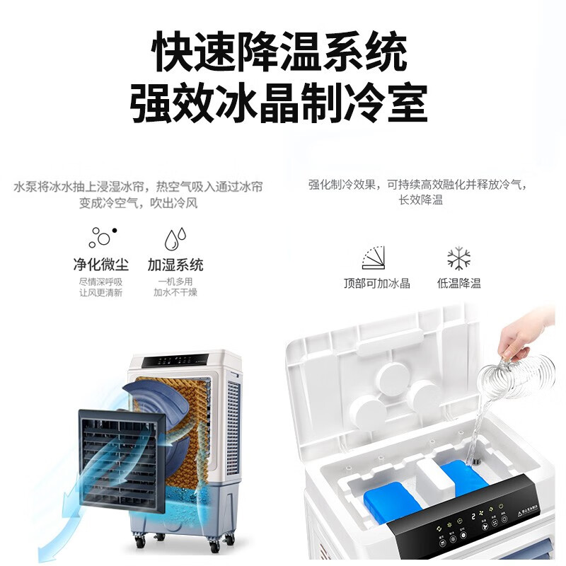 骆驼(CAMEL)空调扇家用工业冷风机强力制冷商用冷风扇制冷车间移动水冷空调蒸发式大风量 商用/家用机械款(1米高 350000风量)