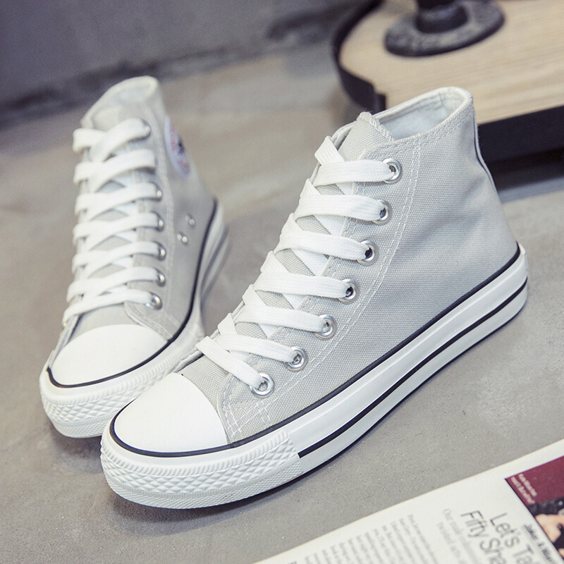 索宛亦(suowanyi)高帮黑色帆布鞋黑色男休闲布鞋女韩版潮鞋学生板鞋