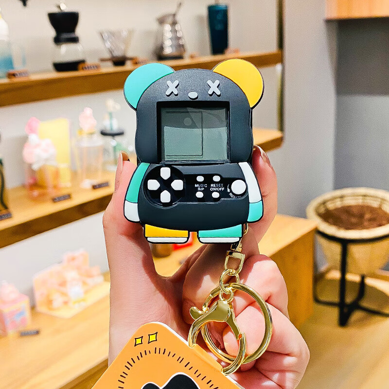 筌祁阙创意掌上游戏机卡通汽车钥匙扣书包挂件萌趣小礼品 嗨皮熊游戏