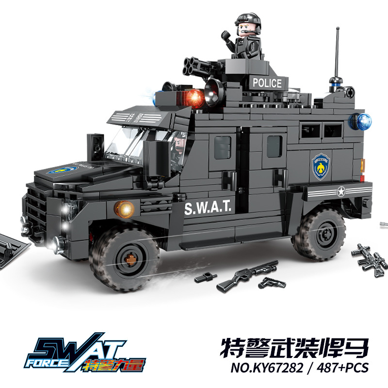 开智军事特警儿童拼装玩具装甲战车运兵警车模型男女孩拼插积木礼物10