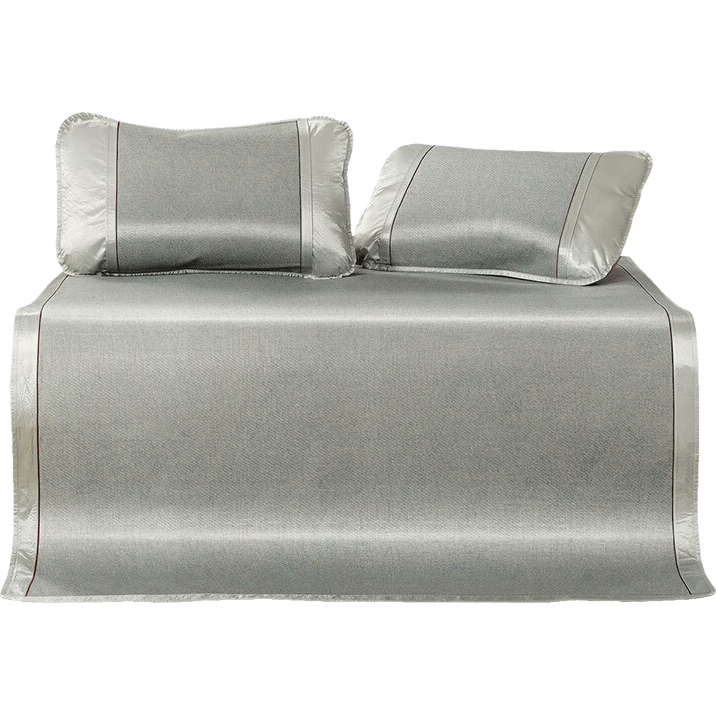 富安娜 珀斯 凉席仿藤席 空调软席子 双人 三件套 灰 1.8x2米【可折叠】