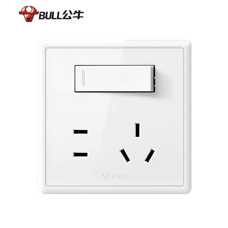 公牛(BULL) 开关插座 G36系列 一开双控五孔带开关插座 86型面板G36E334 白色 暗装 国民家居小白框开关插座