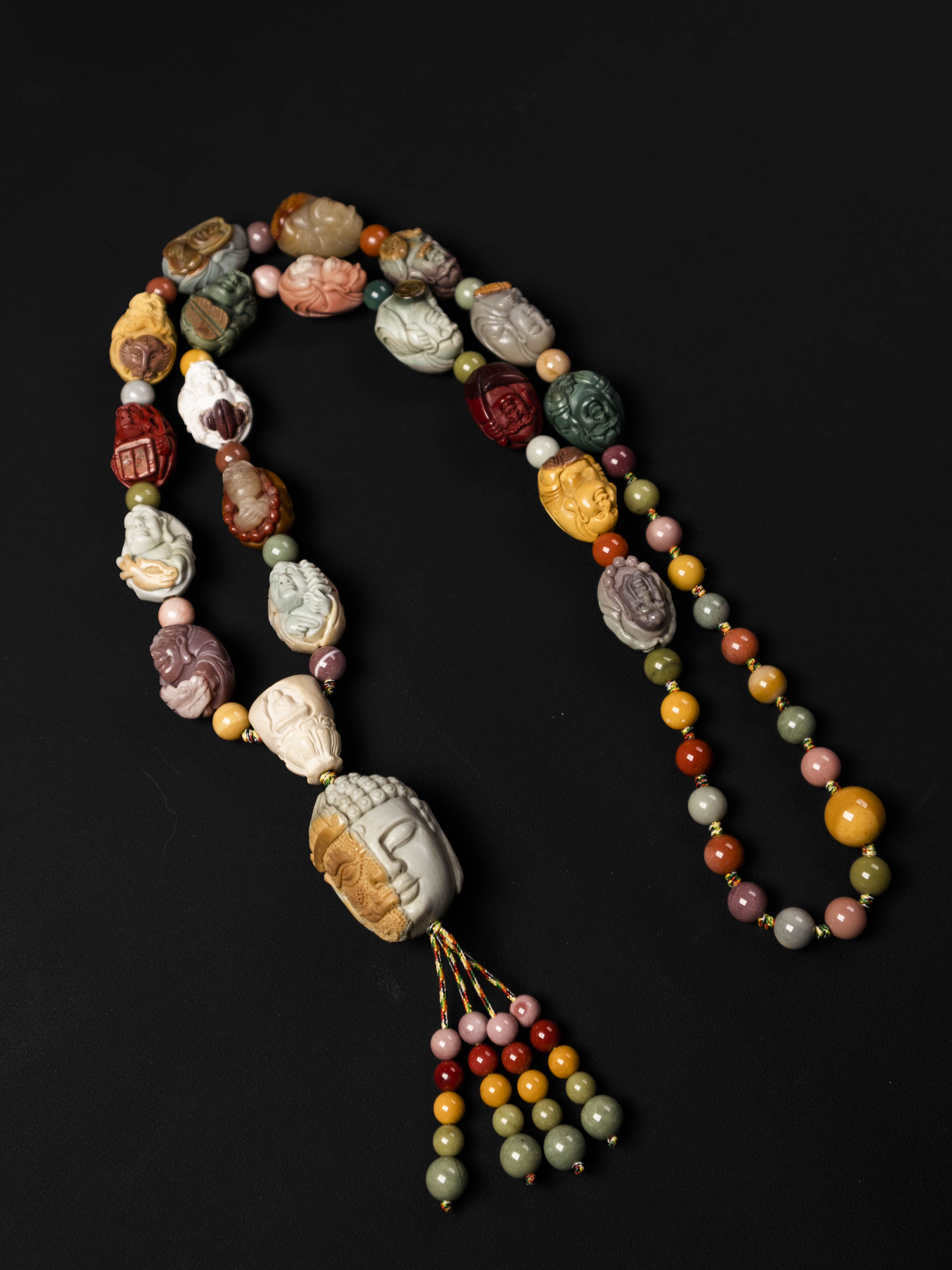 sjbob阿拉善彩玉阿拉善彩玉手串手持项链十八罗汉收藏人翡翠和田玉