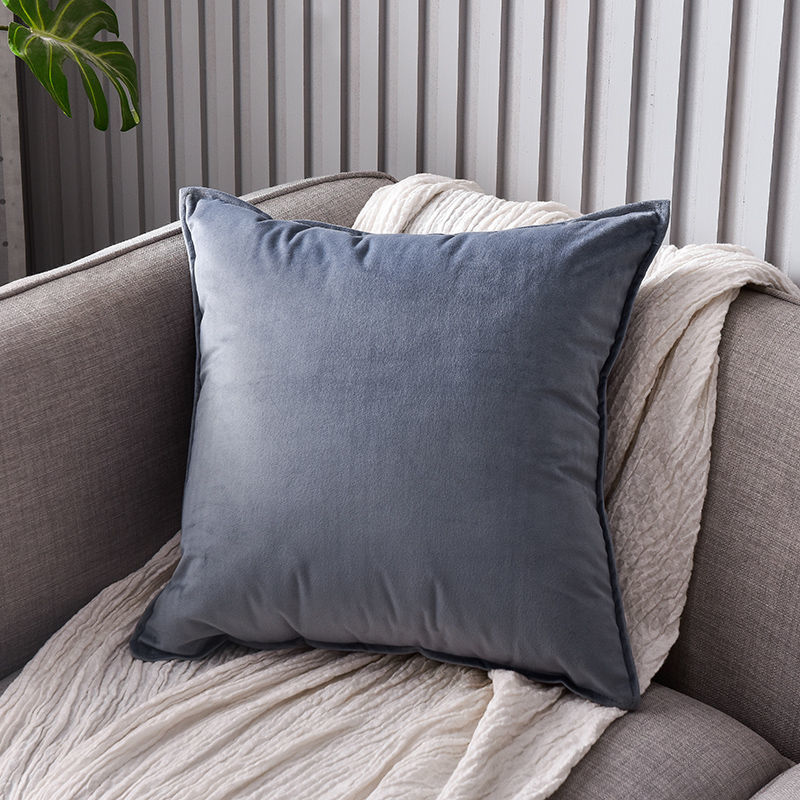 靠垫纯色靠枕办公室腰靠垫客厅沙发抱枕套 太空灰 40x40(枕套 枕芯)