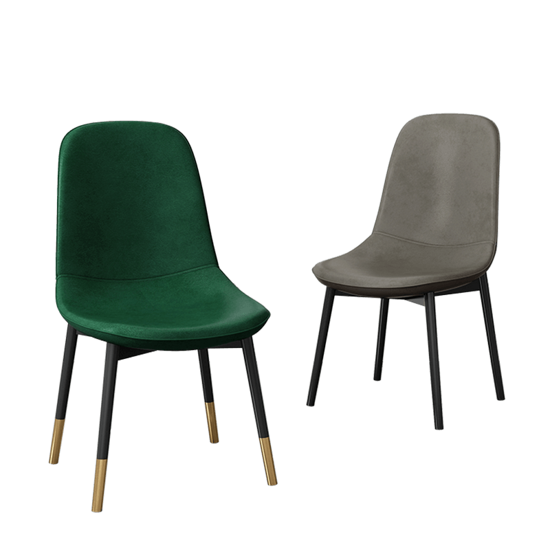 虎弟皮椅家用小户型现代简约餐厅轻奢创意餐椅卧室咖啡厅休闲椅子 黑色-黑金腿