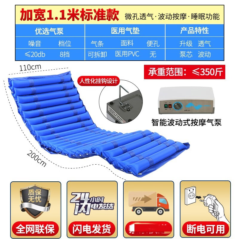 优迪康医用防褥疮气垫床医用褥疮垫家用老人气床垫瘫痪病人护理气垫 1.1米加宽款(波动)+优选气泵+软硬可调