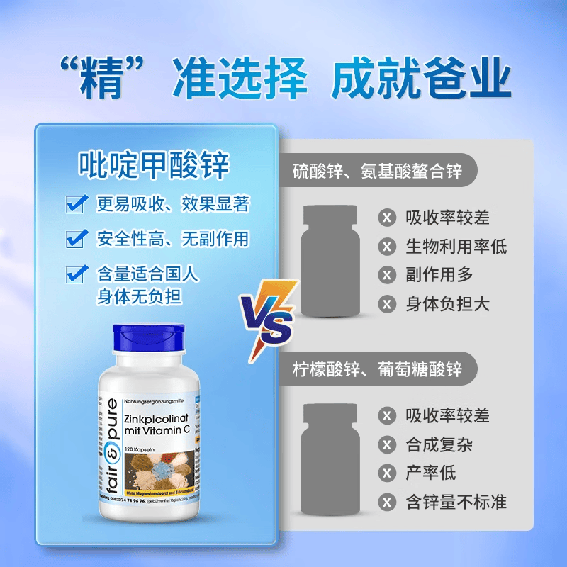 fair&pure芬蓓尔精氨酸锌硒生精补精胶囊少精弱精症畸形提高精子质量与活力 锌C宝 120粒*1瓶 【到期日2027/3/31】