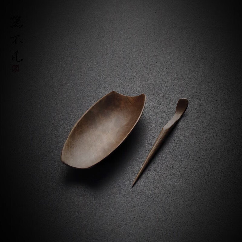 菩本家 胡桃木茶则花梨鸡翅木茶荷两件套 实木茶则茶拨茶勺 简洁茶则