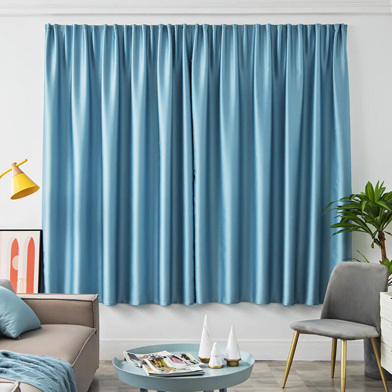 ghgk全遮光魔术贴窗帘自粘式免打孔出租房遮光布卧室小窗户出租房帘子