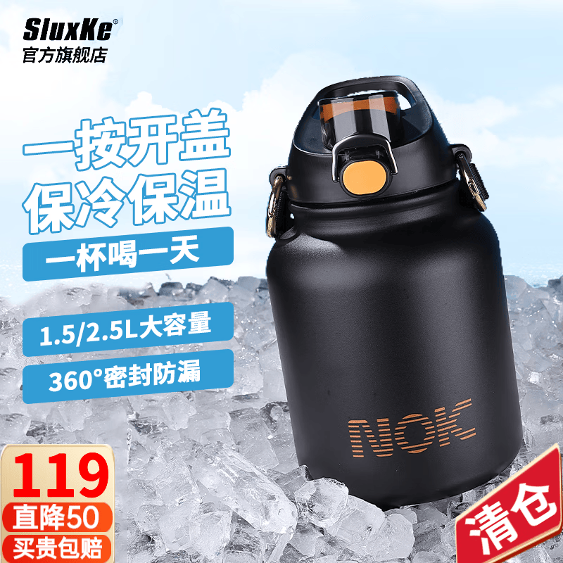 SLUXKE 保冰杯双层304不锈钢车载便携水杯大容量男女高颜值保冷保温杯 1.6L磨砂黑保温杯（304钢）怎么看?