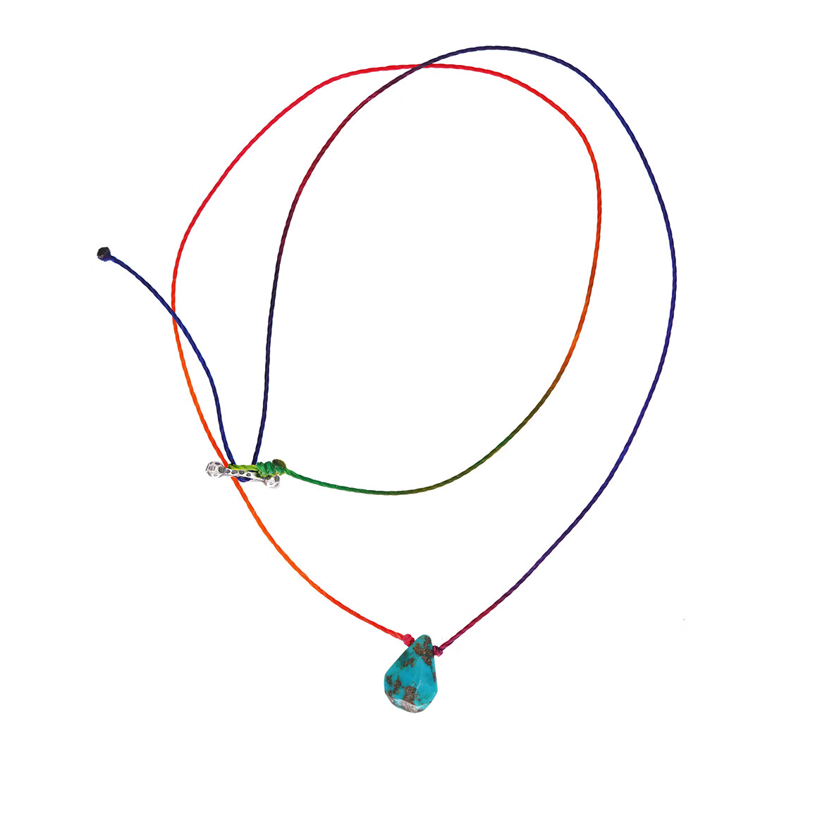 碧允 油画色彩绿松石水滴闪绳编织项链两条一组lotus mann 小号彩虹色