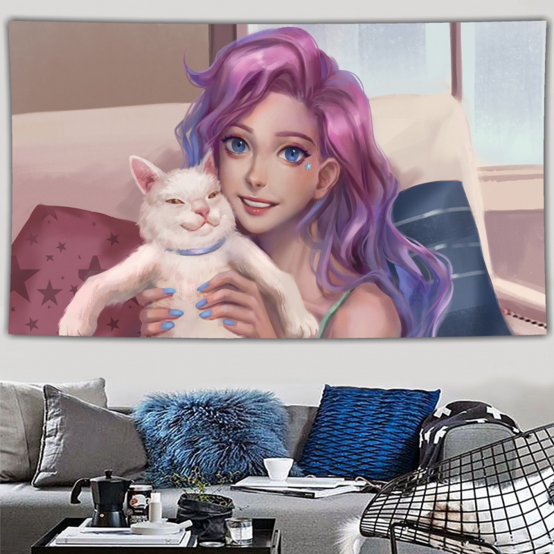 英雄联盟-4 萨勒芬妮和猫 高38cm*横65cm【收藏 加3m黏胶x4