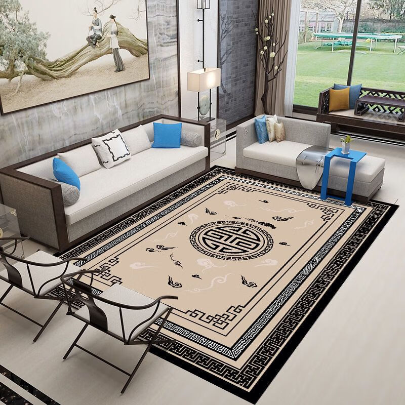惠创安中式地毯客厅铺地防滑垫家用沙发茶几场景布置吸水可定制 中式