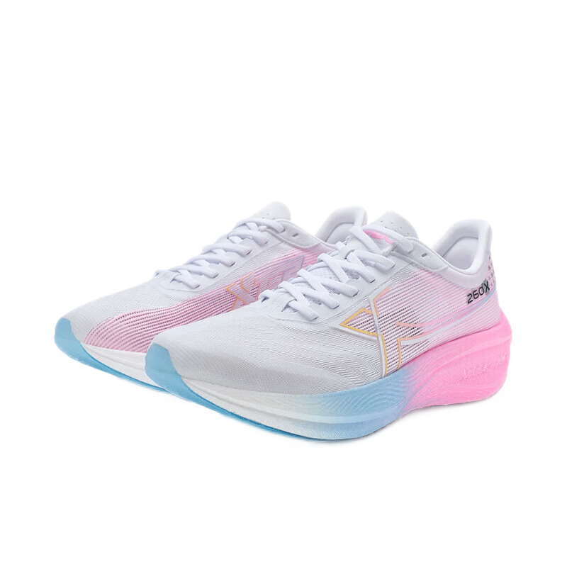 特步260X跑步鞋女子马拉松竞速碳板轻便减震网面透气运动鞋体测跑鞋