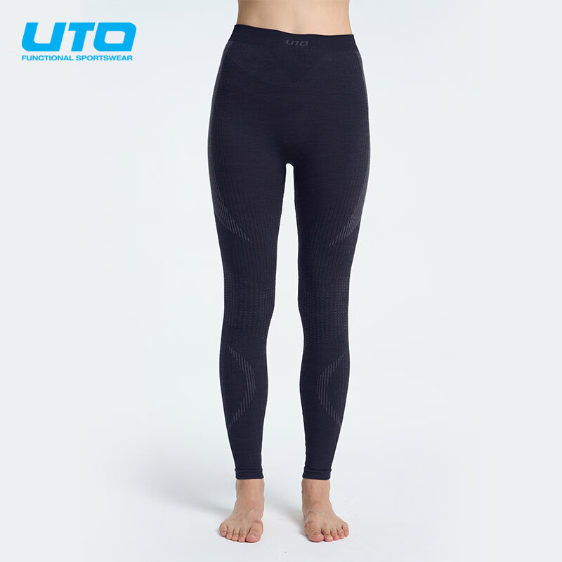 悠途（UTO） 美利奴羊毛速干衣户外滑雪登山徒步男秋衣秋裤保暖功能内衣 女黑灰色-裤子 L