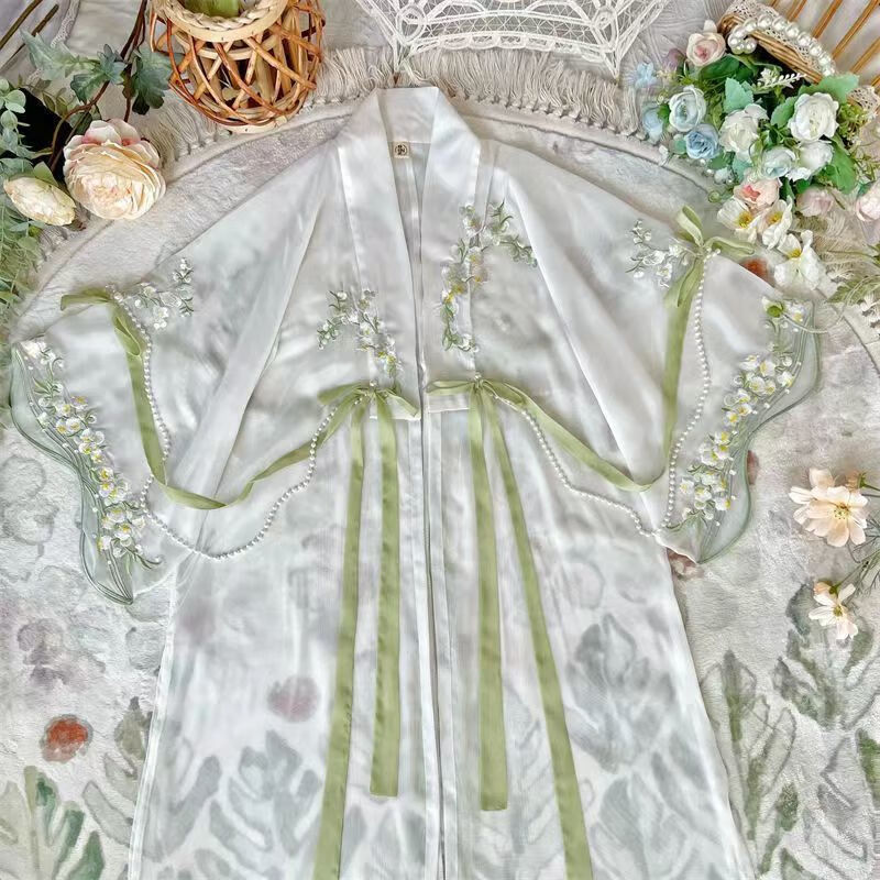 ite)长裙夏季到脚踝女高中生春款铃兰物语汉服一片式襦裙古装显瘦束腰