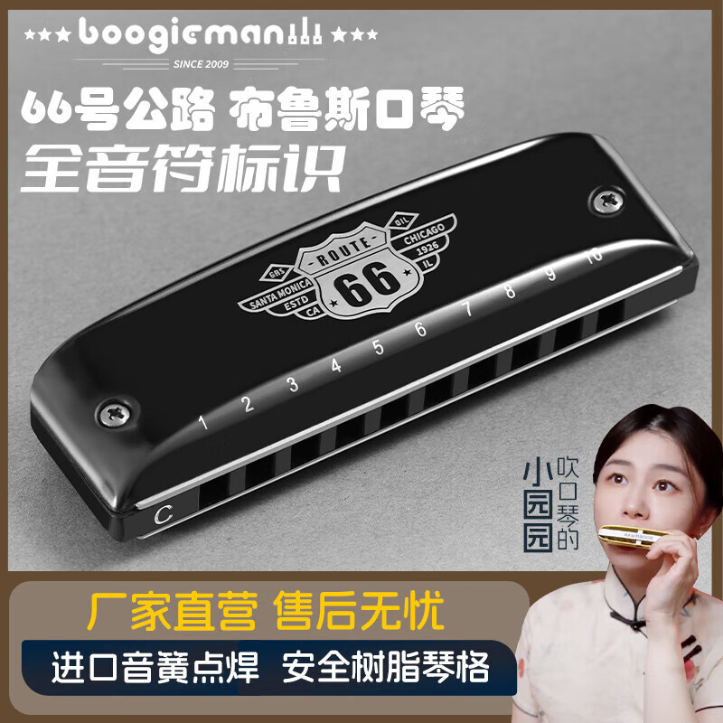 boogieman66号公路十孔布鲁斯口琴蓝调口琴paddy自带低音6初学者圆圆