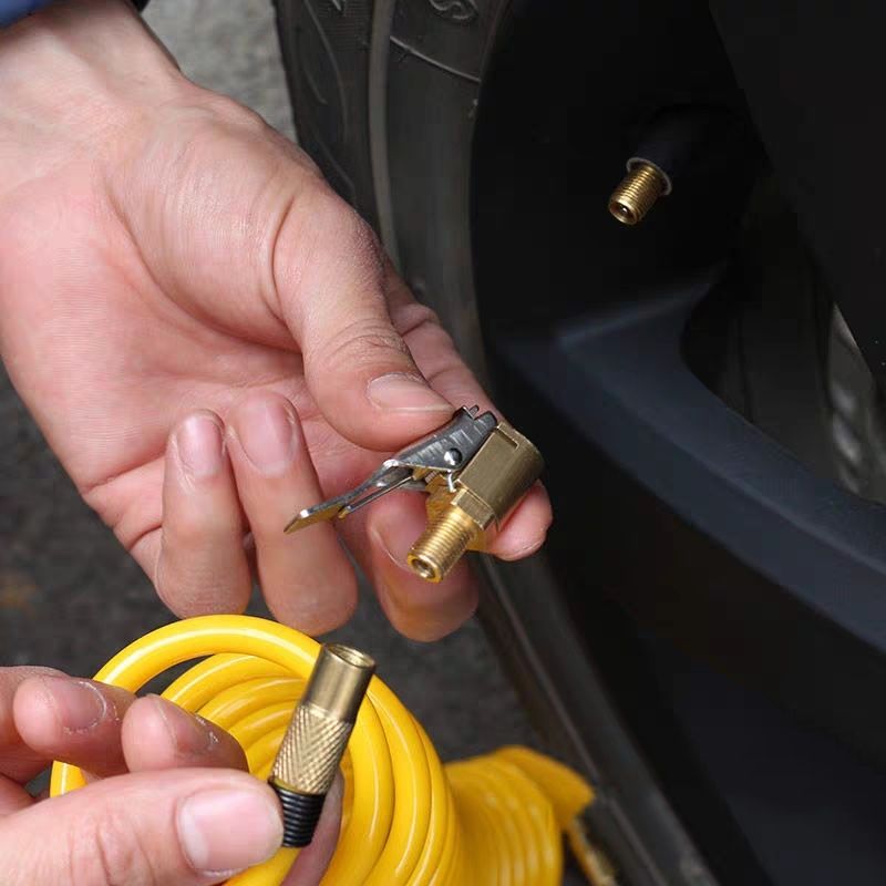 定制轮胎快速充气嘴加气头胎压表打气咀头子铜制夹头式打气咀充气工具