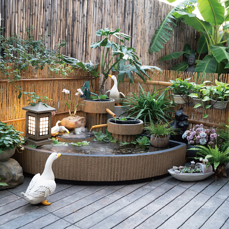 庭院流水摆件阳台鱼池造景假山喷泉水池 0207庭院阳台流水鱼池-闲居