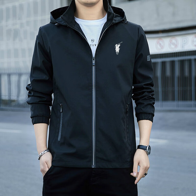 品牌保罗骑士男装秋季外套可脱卸帽男士百搭薄款夹克男春秋款上衣
