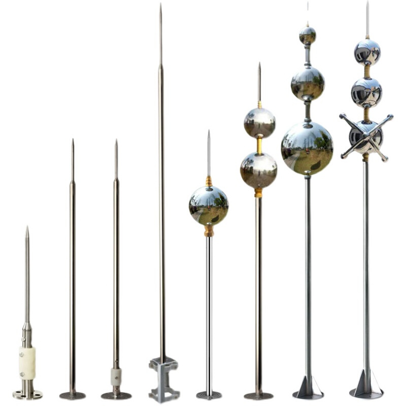 避雷针屋顶室外家用别墅防雷工程接地不锈钢单针带球预放电接闪器 20