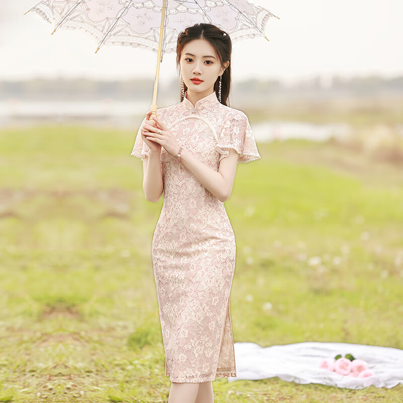 okkdey旗袍2023新款改良春夏司藤法式连衣裙气质高端年轻款新中式 湘
