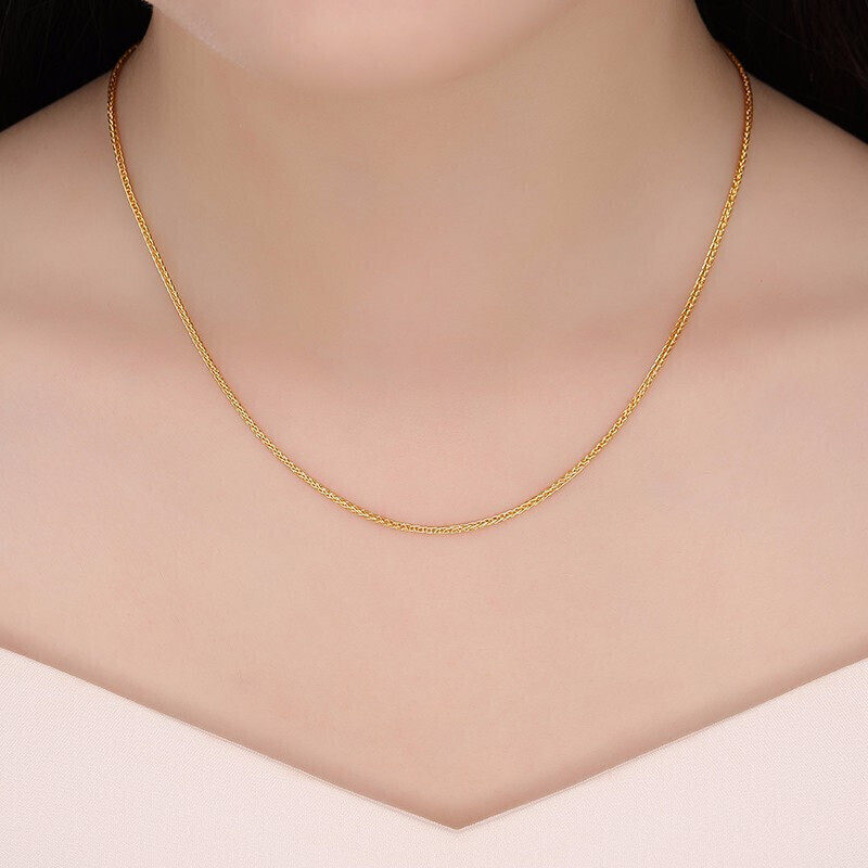 潮宏基 chj jewellery 幸福美满 足金黄金项链女款 计价 xxg30000949