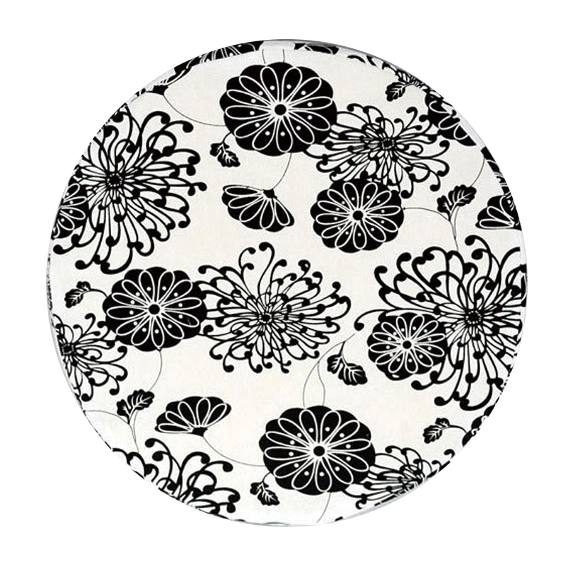 藤椅坐垫 圆形加厚丝绸面料 45*45cm 黑菊花 高端丝绸面料