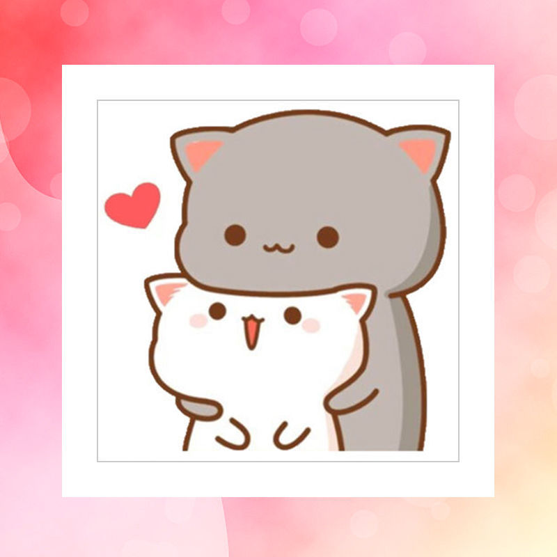 2021最火猫咪头像卡通,2020最火猫咪头像 2021新款卡通小幅卧室印花带框情侣十字绣可爱猫咪线绣简单自己绣