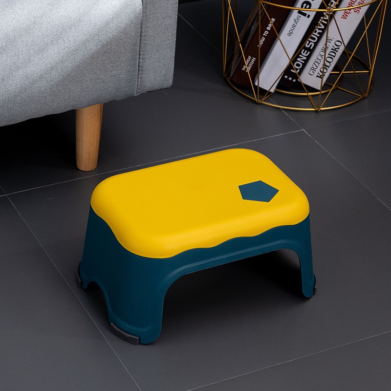 好尔好尔塑料小凳子家用矮凳创意加厚板凳客厅可叠放简约浴室凳趣黄蓝