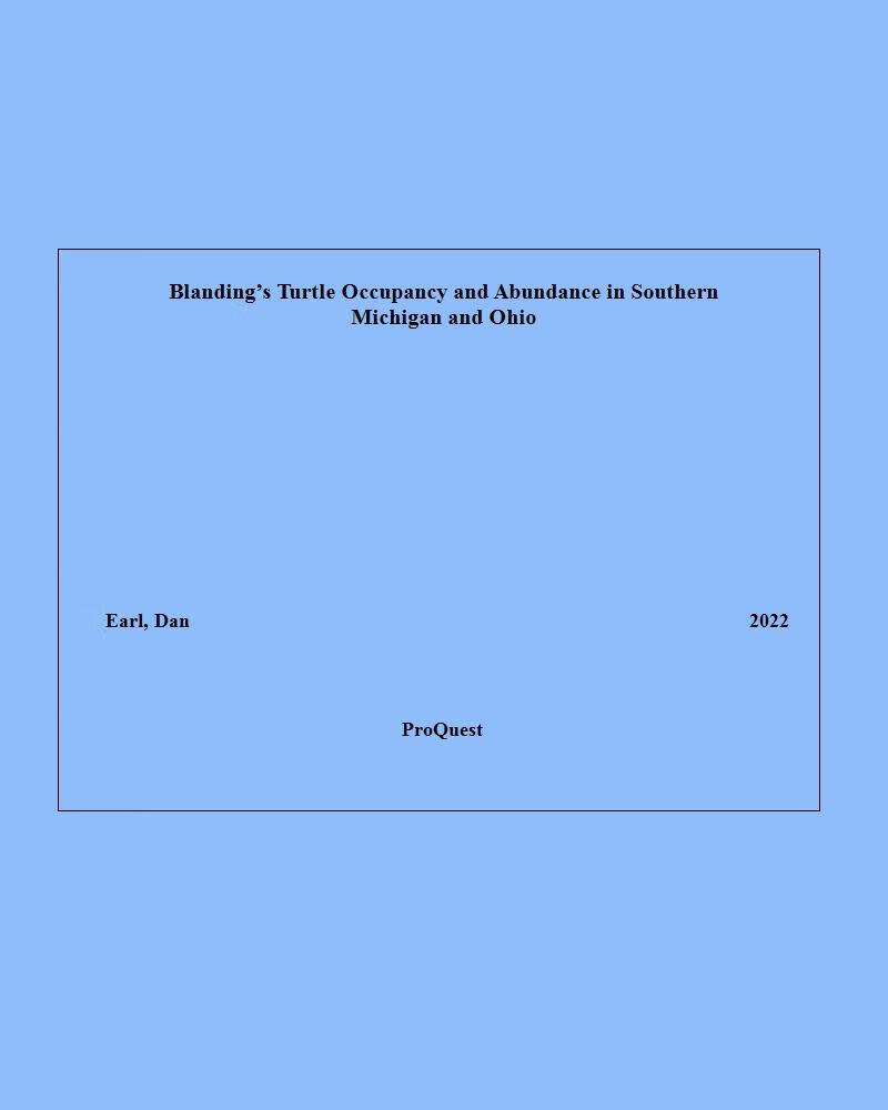 预订 国外英文学位论文blandings turtle occupancy and abundance