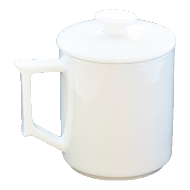 钰铨龙门 羊脂玉瓷釉烧办公杯 德化白瓷泡茶杯大容量带盖陶瓷个人喝茶水杯 2.山川办公杯（无内胆) 460ml